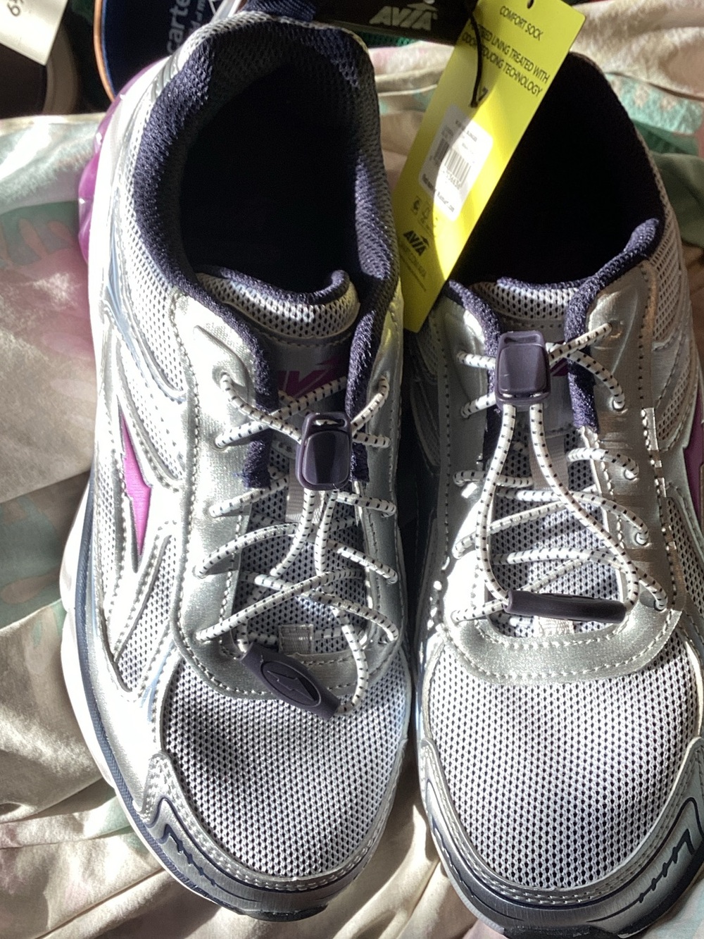 Avia Silver and Purple Athletic Walking Sneakers